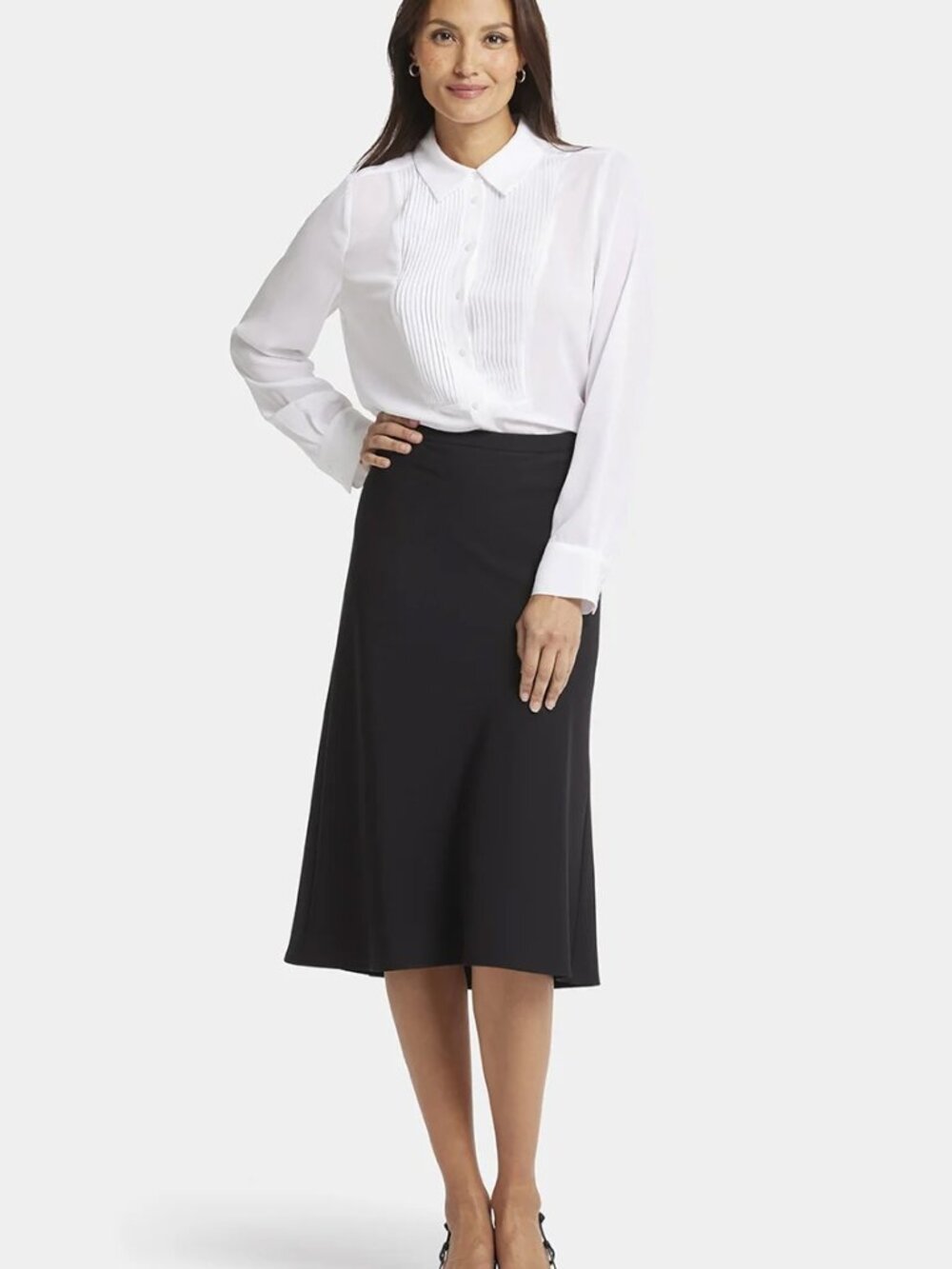 NYDJ Black Midi A-Line Skirt Size L